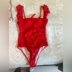 NWT red beauty one piece swimsuit size large